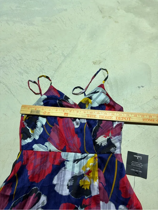 Lulus NWT all about love royal blue Floral print Midi Dress small MSRP$79 - Image 5