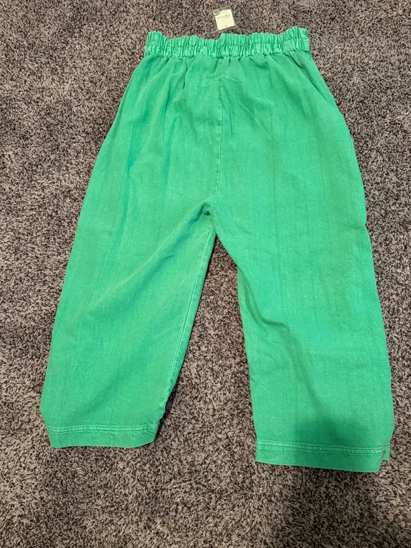 Free People Wide-Leg Pants Green - Image 2