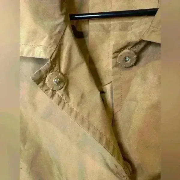 Per Se Brown Gold Cropped Y2K Trench Jacket Sheen‎ Snap Button Size 6 - Image 7