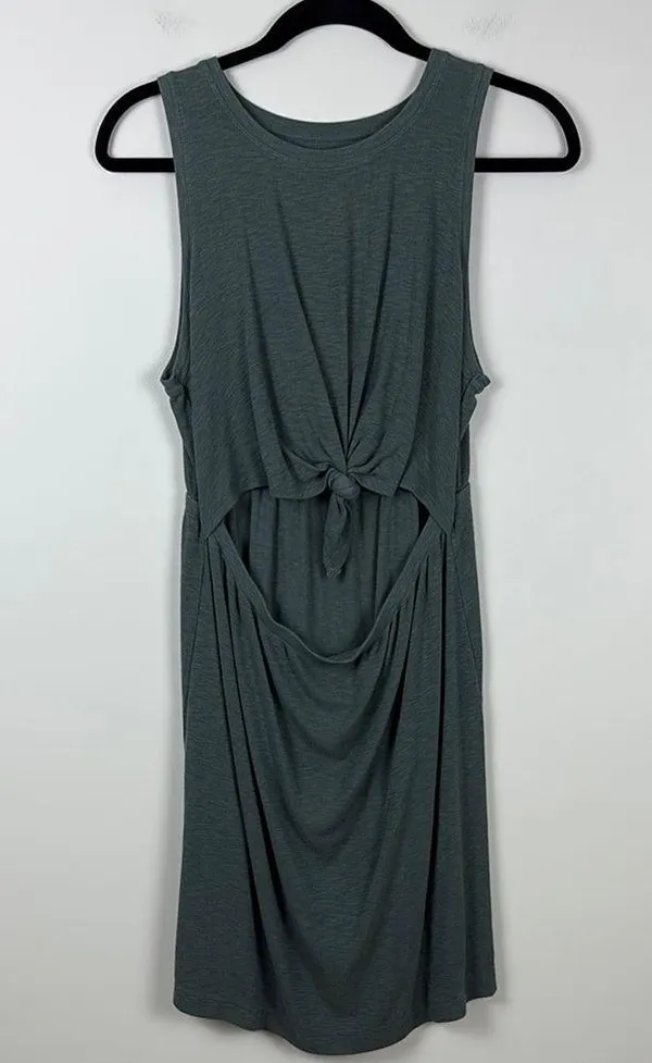 Aerie Cutout Ribbed Dress Knot Tie Green Women’s Size Medium Mini Lightweight - Image 2