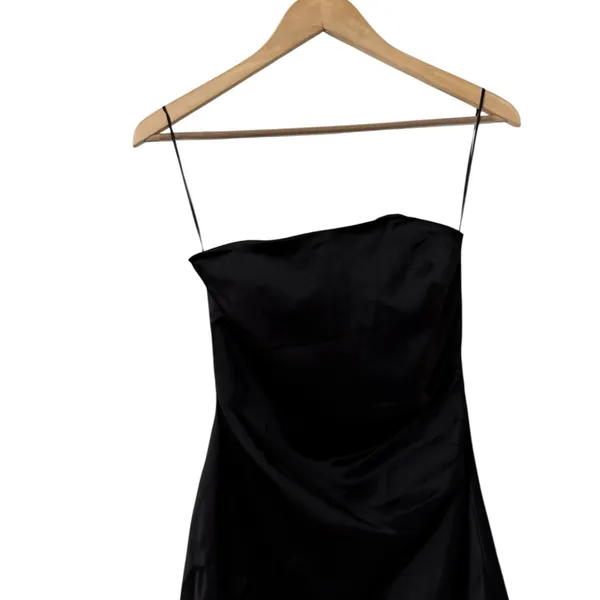 WAYF Kenny Strapless Ruched Satin Mini Dress - Image 6