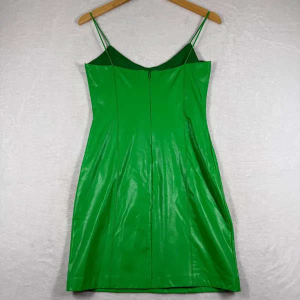 Amanda Uprichard Emilee Faux Leather Mini Dress Green‎ Sleeveless Sweetheart S - Image 11