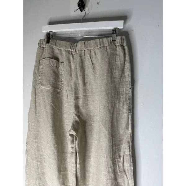 Quince 100% European Linen Pants Flax Beige Straight Leg Elastic Waist M - Image 7