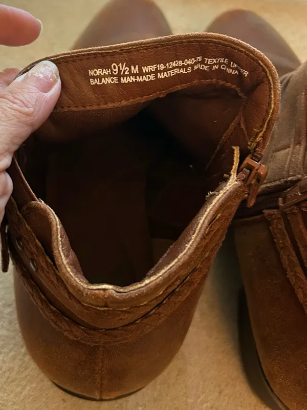 NOR Brown Suede Ankle Booties with Side Buckle Size 9.5 - Image 3