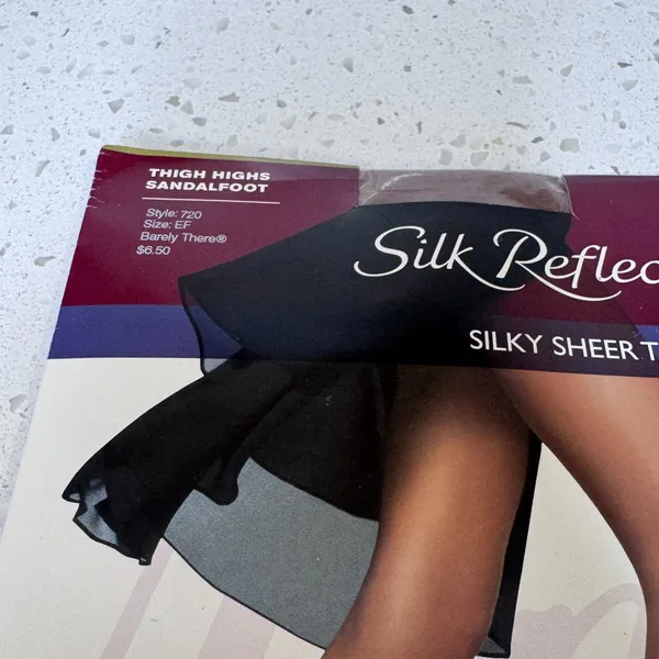 Hanes‎ Silk Reflections Silky Sheer Thigh Highs Sandalfoot Barely There Size EF - Image 3