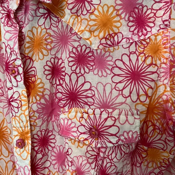 Panhandle Slim Pink and Orange Floral Button Down Shirt Size S - Image 7