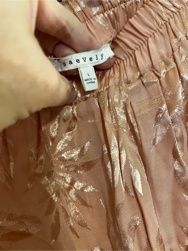 Jacquard Wide-Leg Pajama Pants in Peach - Image 3