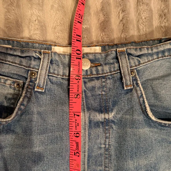 Reformation High Rise Straight Leg Jeans Blue‎ Raw Hem Button Fly Size 25 - Image 6