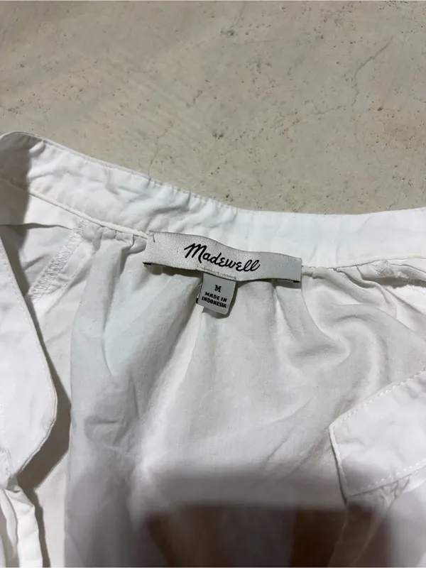 Madewell cotton White Tie-Sleeve Women's Top medium - Image 10