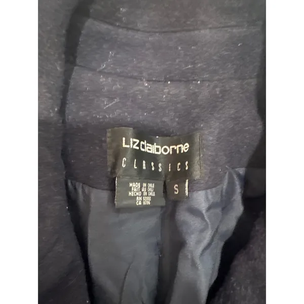 Liz Claiborne Classics Black / Navy Blue Double Breasted Pea Coat Women Small - Image 4