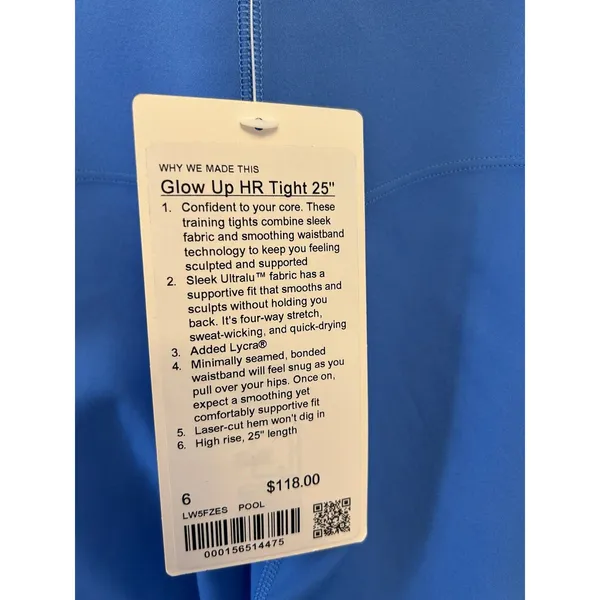 lululemon Glow Up -High-Rise Tight Size 6 25” Pool new with tags Authentic - Image 5
