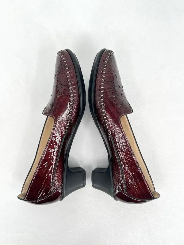 SAS Sonyo Bordo Burgundy Red Patent Leather Slip On Comfort Heels Pumps Women 8M - Image 3