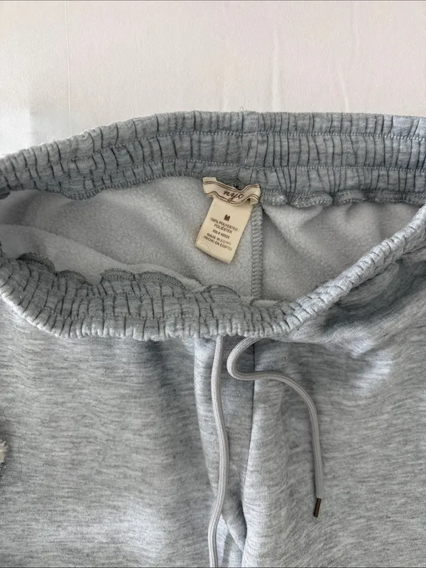 NYC Heather Gray Sherpa-Lined Zip Jacket and Joggers Sz M - Image 6