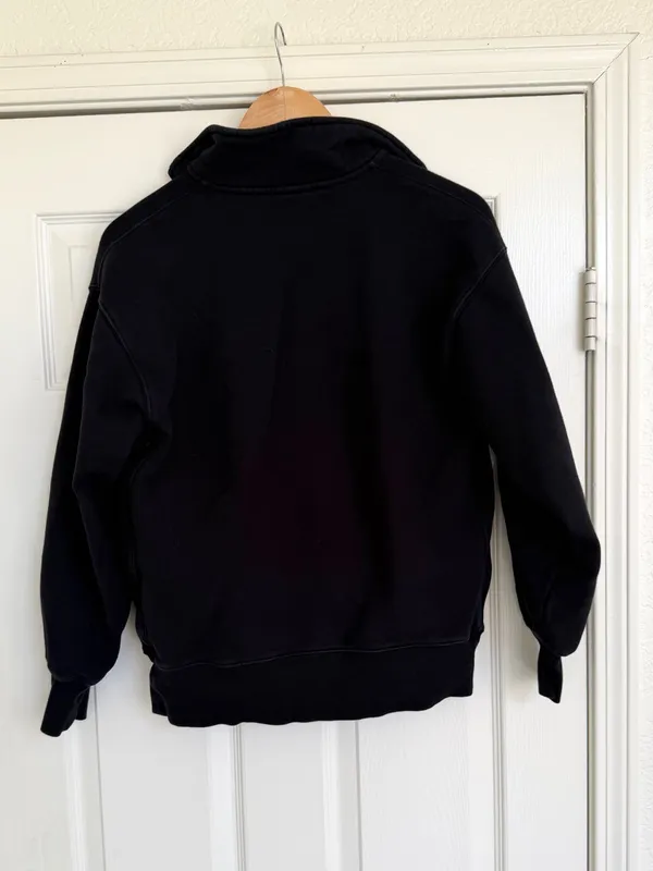 Aritzia TNA Black Half-Zip Fleece boyfriend Sweater XS - Image 6