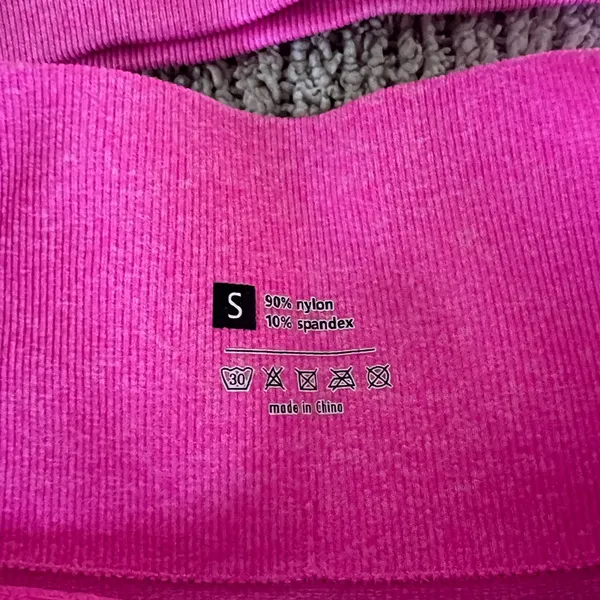 Amazon Hot Pink Two-Piece Active Set - Crop Top & High-Waist Shorts - Image 2