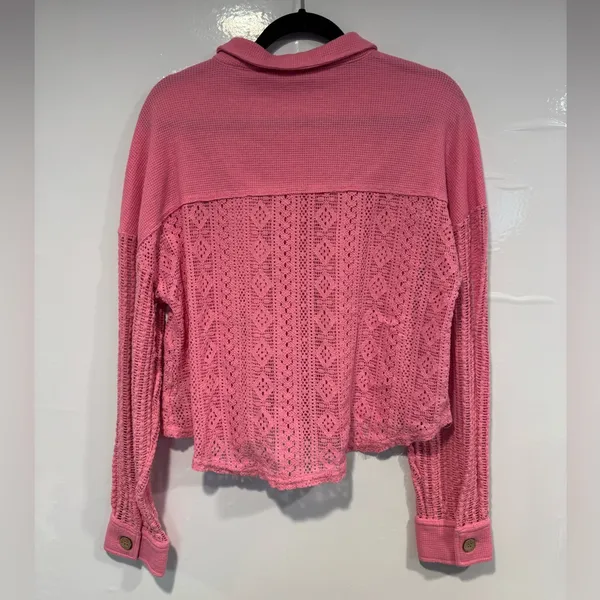 Vibrant Pink Lace New In Knit Boutique‎ Cardigan - Image 5