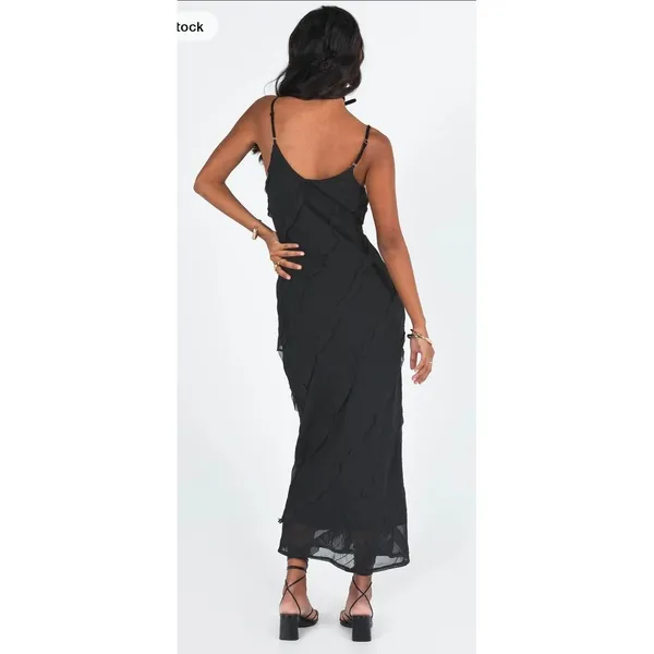 Princess Polly Lars Maxi Dress Womens 4 Black Ruffle Tiered Whimsigoth Grunge - Image 5