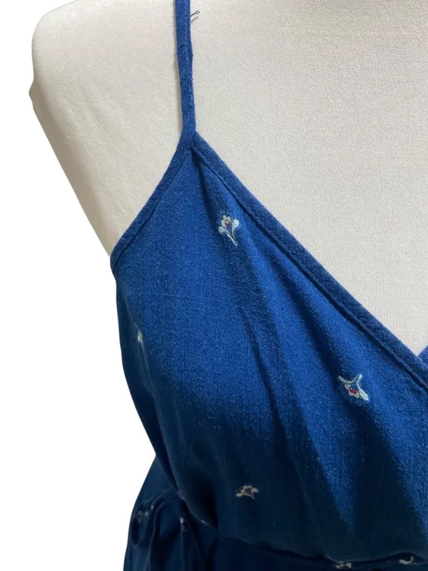 Universal Thread Midi Floral Wrap Dress Blue Size XL Vacation Beach Coastal Boho - Image 9