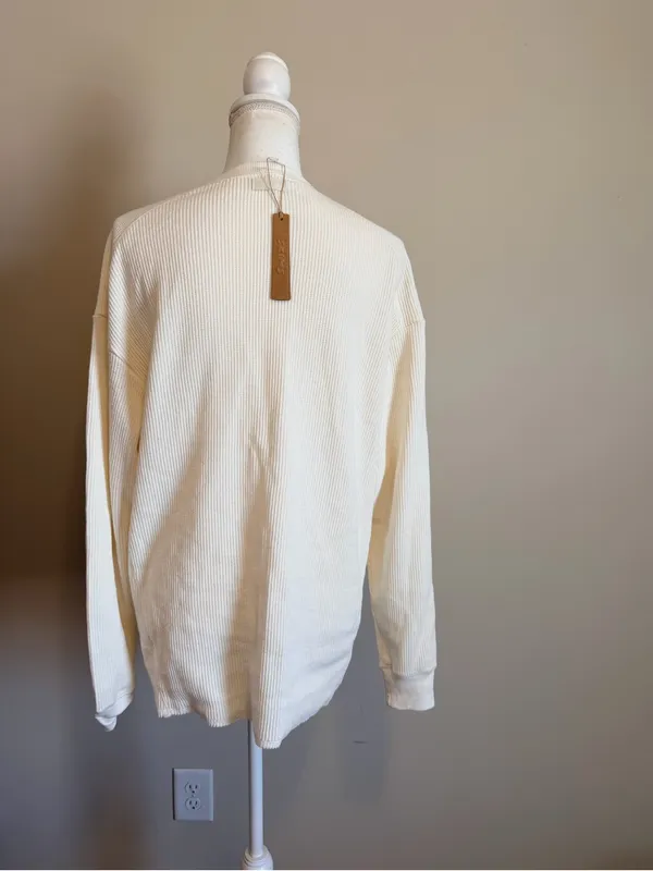 NWT Skims Heavy waffle oversized long sleeve crew neck in ivory size small - Image 8