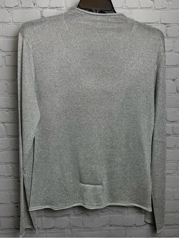 J. Crew Silver shimmer sweater roll down collar pullover sweater glam Large - Image 6