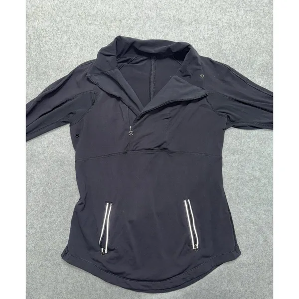 Lululemon Womens Run Reflect 1/2 Zip Pullover Black Stretch Jacket Size 10 - Image 2