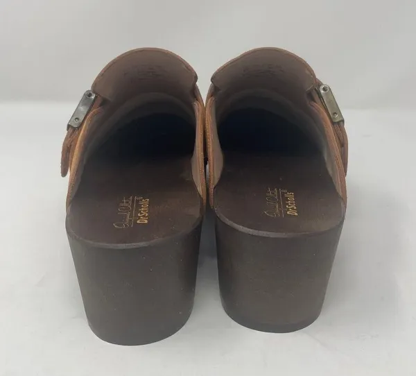 NEW Dr. Scholl's Original Clog Mule 7 Brown Slip On Leather Suede Comfort Buckle - Image 6