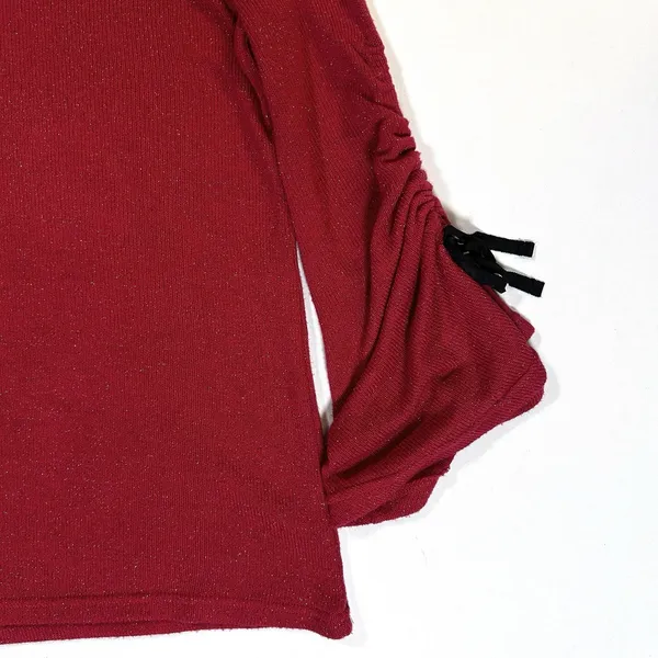 Juicy Couture Ruched Sleeve Red Sparkle Relaxed‎ Sweater Top Women’s Small - Image 3