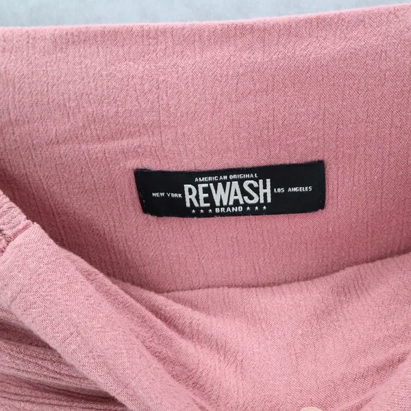 Rewash Pink Boho Wide Leg‎ Palazzo Pants Flowy High Waist Tie Front M Medium - Image 7