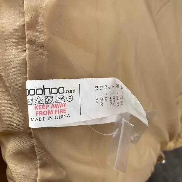 Boohoo Full Zip Faux Fur Hooded Puffer Coat in Tan Size‎ 8 - Image 4
