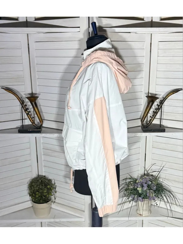 Hollister windbreaker jacket peach hoodie zip mock neck activewear outerwear M - Image 4