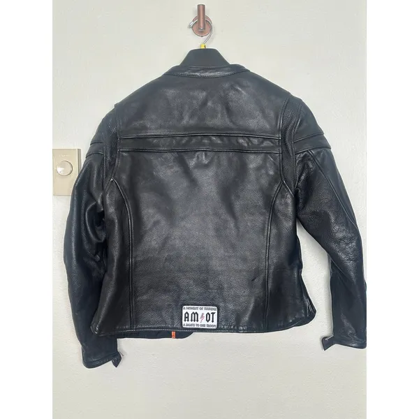 First Classics Womens L Black Leather Zip Up Motorcycle Biker Jacket Insulated - Image 2