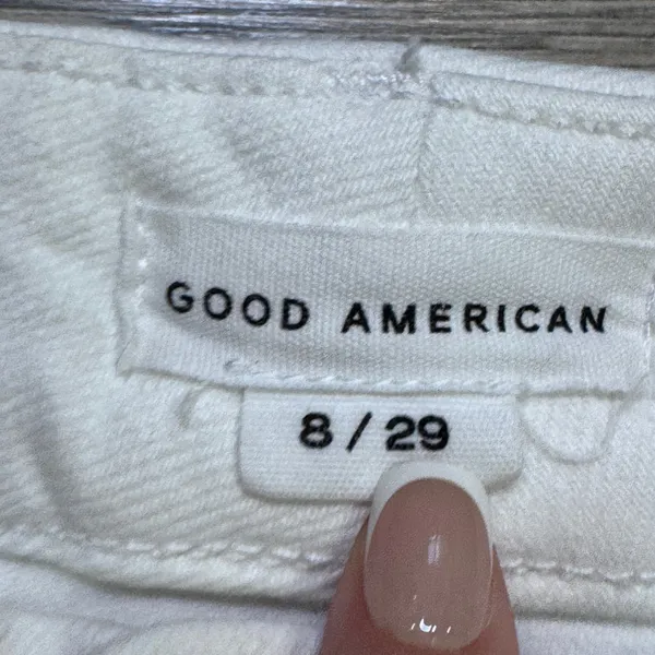 Good American Good Legs Crop White High Rise Skinny Jeans Size‎ 8 29 GLC046T - Image 6