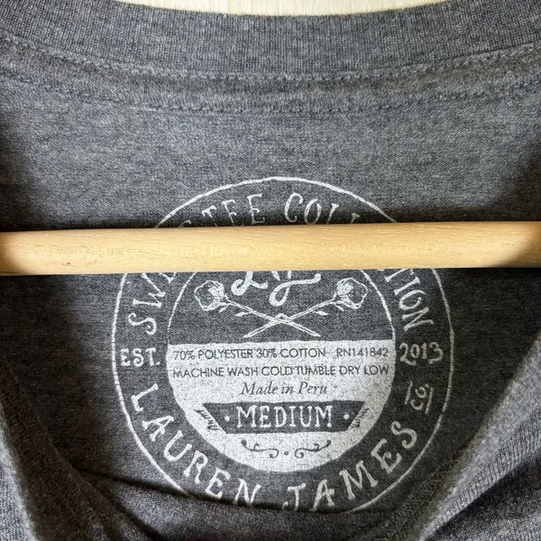 Lauren James Womens Long Sleeve T-Shirt Sz M Gray Sweet Defense‎ Football Season - Image 7