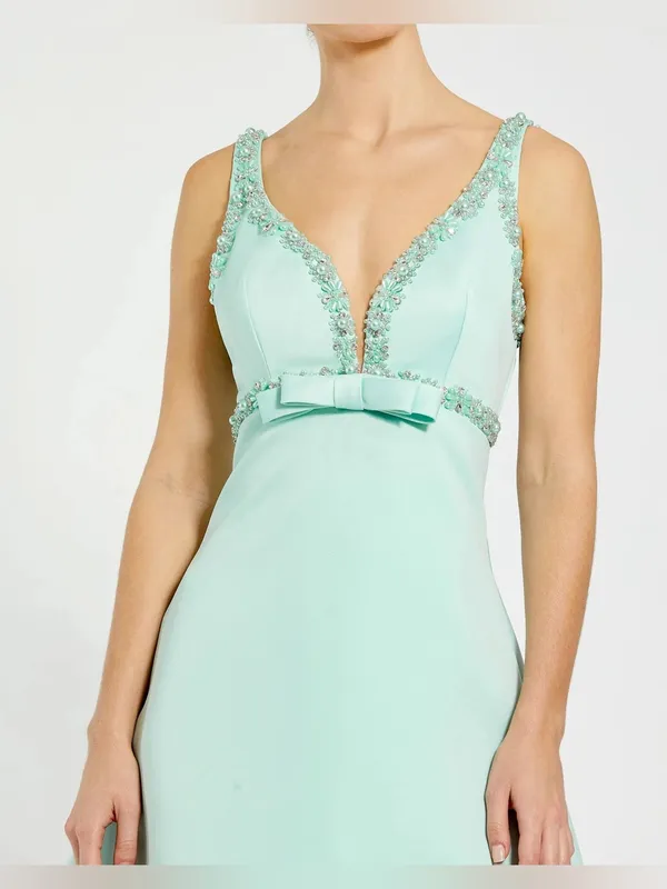 MAC DUGGAL Green Hand Beaded Detail A-Line Mini Dress Size 4 - Image 6