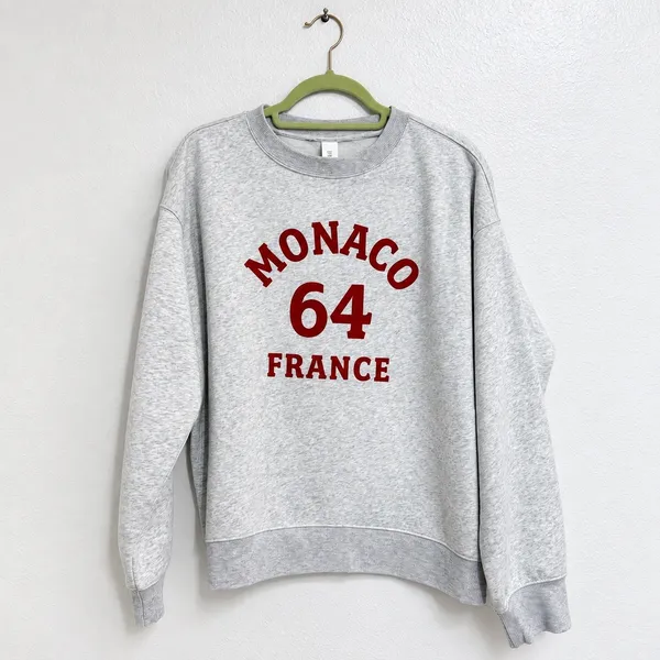 H&M Gray Monaco 64 France Graphic Oversized Sweatshirt Sz M NWT - Image 2