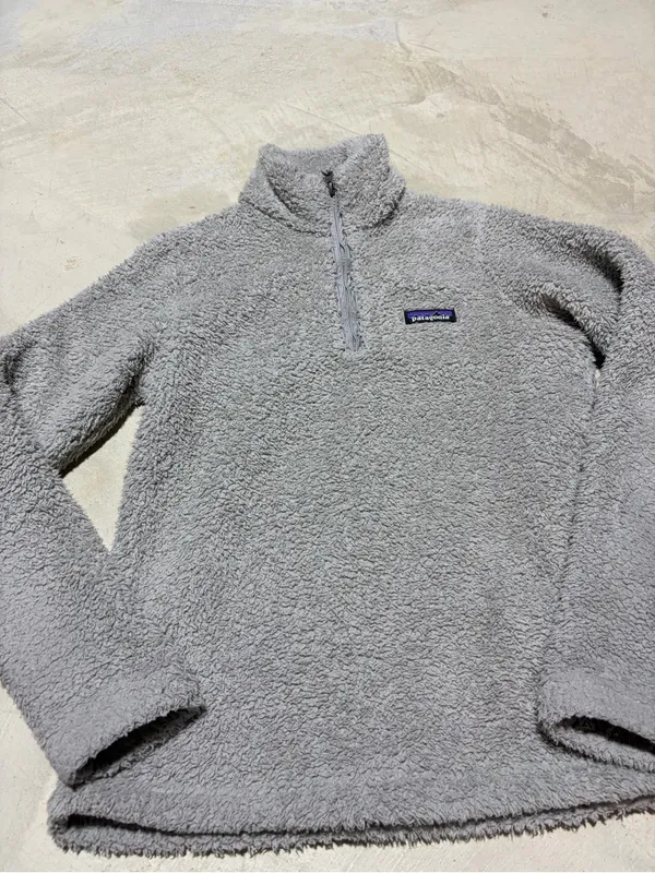 Patagonia Light Gray Quarter-Zip Pile Fleece Pullover XS - Image 2