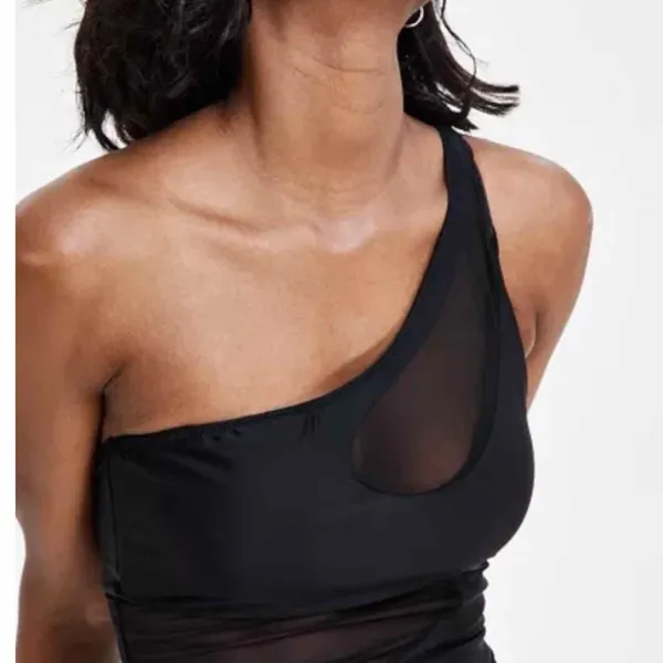 Bar III Women's One-Shoulder Mesh Cutout Swimsuit Black Size XL - Image 9