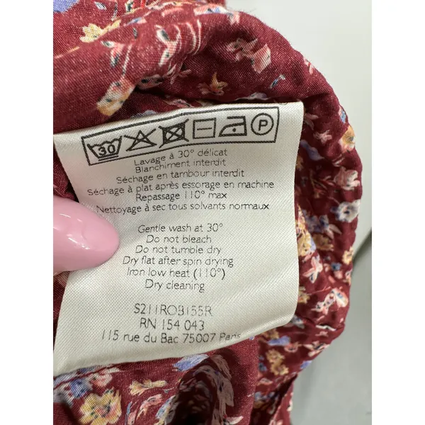 Sezane‎ Women Red Floral Maxi Dress Sz 36 Peasant Boho Cottagecore Feminine - Image 8