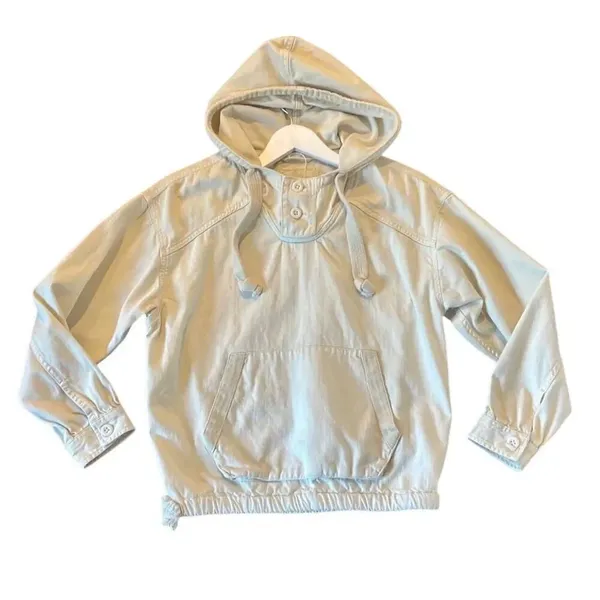 American Eagle cream cotton hooded pullover sweater size xs - Image 2
