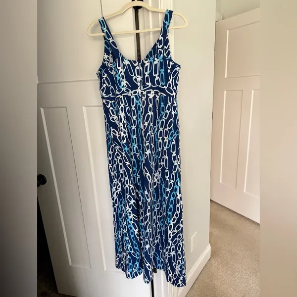 J. McLaughlin‎ Blue White Chain Maxi Dress Catalina - Image 4