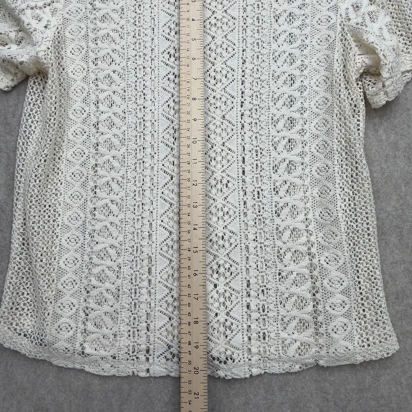 American Eagle Top Women M Crochet Lace Ivory Boho Cottagecore Coquette Granny - Image 5