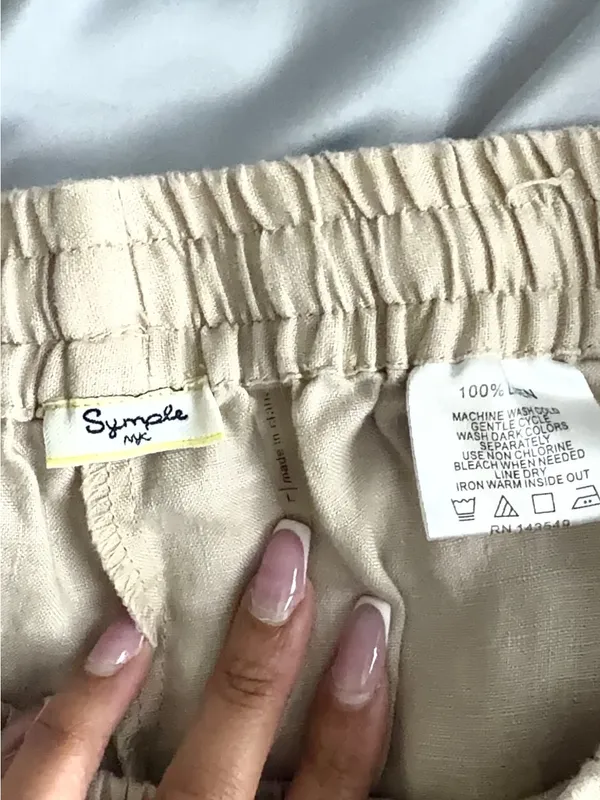 Relaxed Wide-Leg Linen Blend Pants in Beige - Image 2