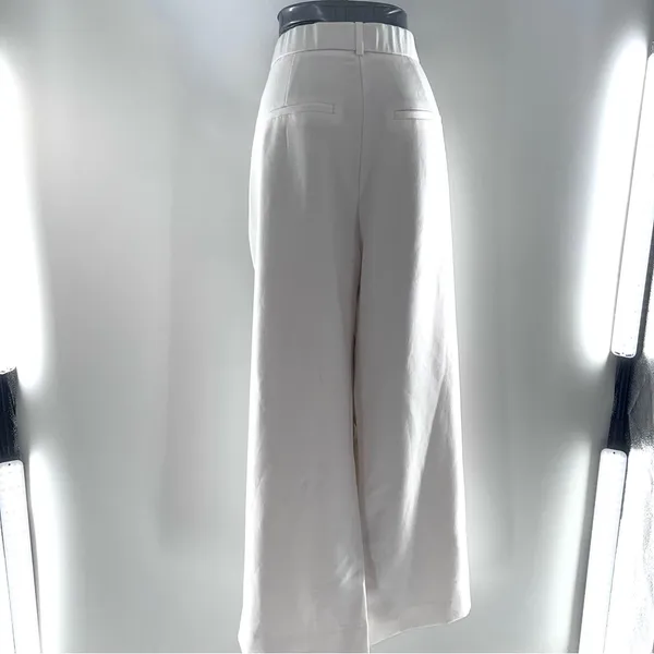 Abercrombie & Fitch Off-White/Cream Curve Love Wide Leg Pleated Front Pants-16 - Image 5