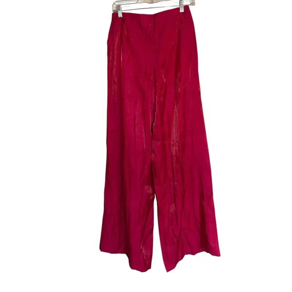 NWT ZARA Satin Effect Shiny Wide Leg Fuchsia Pant Bloggers Fave XS - Image 9