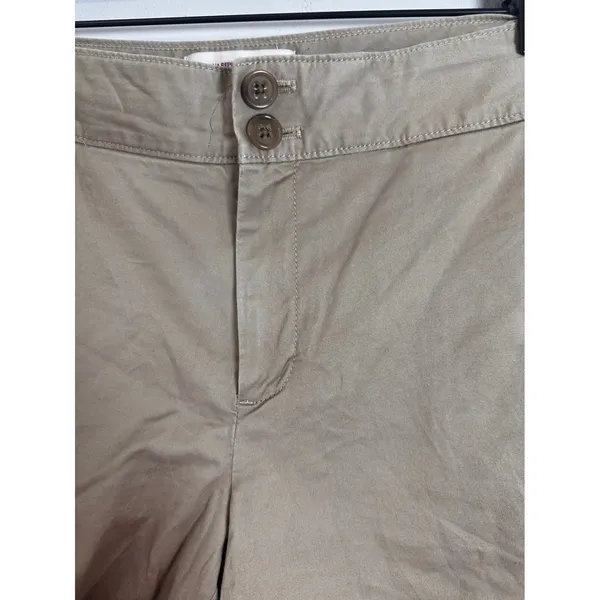 Banana Republic Heritage Khaki Chino Shorts Womens 12 Tan‎ Cotton Stretch Cuffed - Image 3