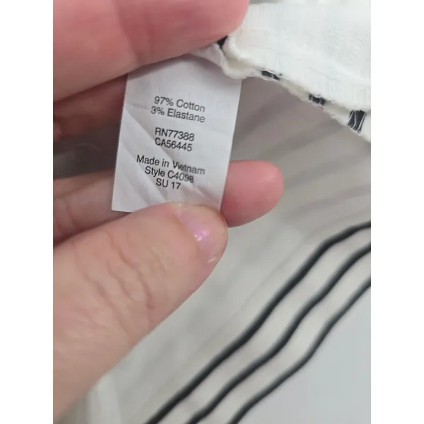 J.Crew Dress Womens XS C4098 White Black Striped Sleeveless EUC - Image 4