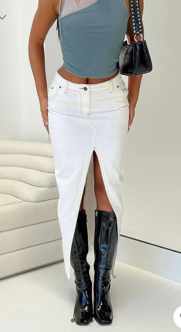 Princess Polly White Denim Maxi Skirt - Image 2