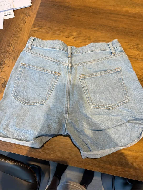 Topshop Light Blue Rolled Hem Denim Shorts - Image 2