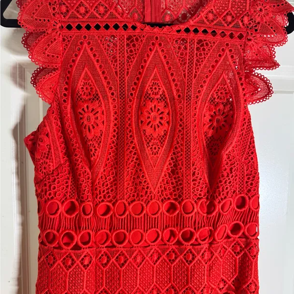 Antonio Melani Red Lace Sheath Dress Size 4 –‎ Cocktail Wedding Guest Party - Image 3