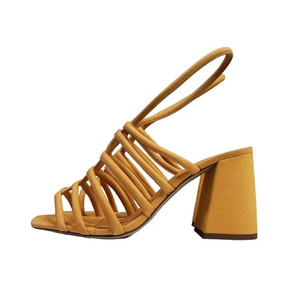 Free People Womens 7.5 Colette Leather Sandal in Hot Orange NEW - Image 5